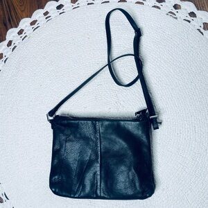 Margot Classic Black Leather Crossbody Bag with Adjustable Strap Double interior